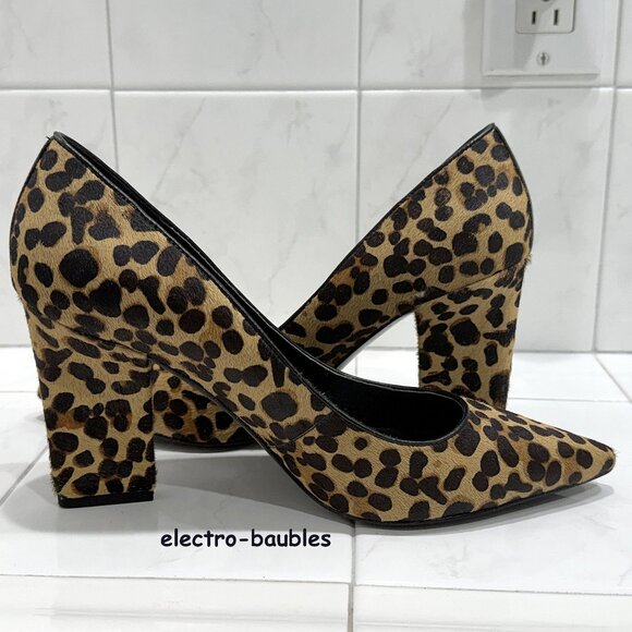 Nine West Blare Pony Hair Cheetah Print Block Heel 8.5M - EUC - Picture 9 of 14